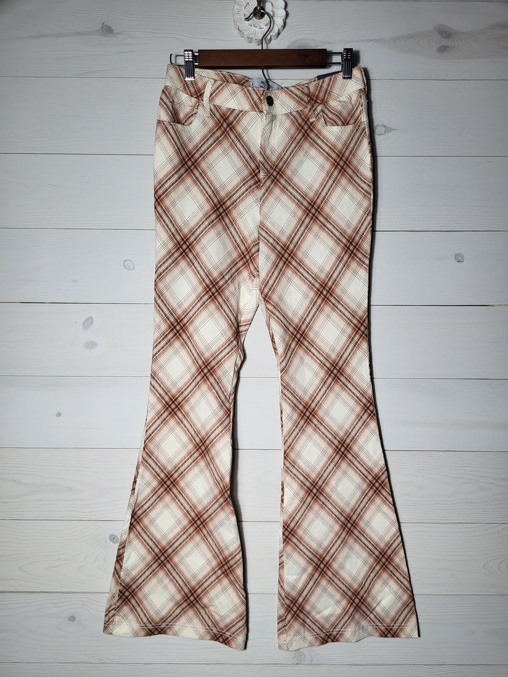 NWT Hollister Pants Plaid Flare Leg Retro Y2K Style Fall BOHO Hippie.